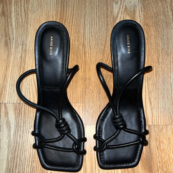 Anine Bing Valentina Leather 80mm Sandals in Black Size 40 - Picture 5 of 6